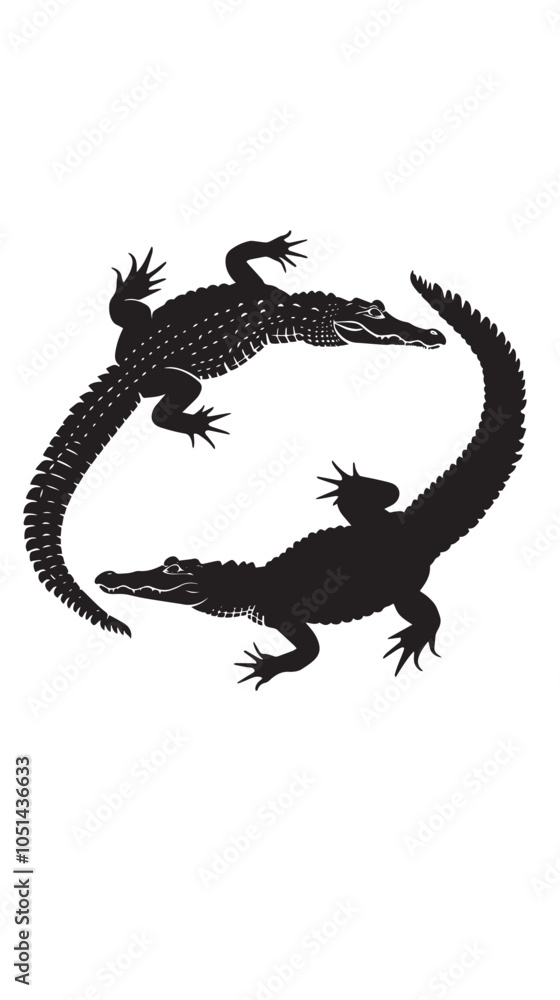 Obraz premium Alligators silhouette isolated in White background