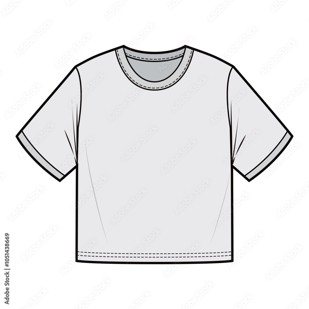 Vector illustration of a crop top tee with short sleeves and a fitted cut, ideal for summer fashion designs, tech packs, and apparel templates.
Vector illustration of a crop top tee with short sleeves and a fitted cut, ideal for summer fashion designs, tech packs, and apparel templates.