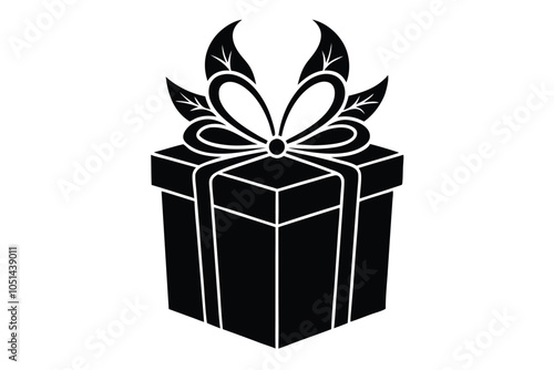 Christmas gift box silhouette illustration