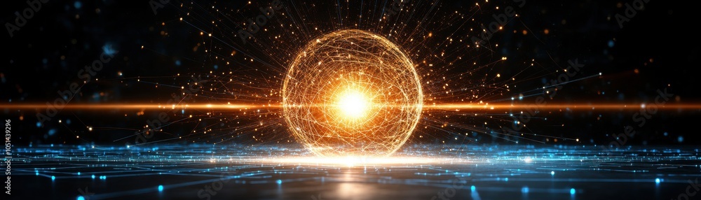 Obraz premium Glowing energy sphere on a dark background