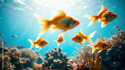 Colorful Fish Swimming in Vibrant Coral Reef