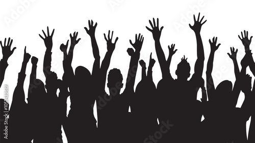 Applause people. Cheerful crowd cheering. Hands up. Silhouette vector
