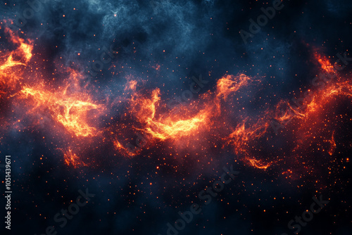 Cosmic Flames: Abstract Fire and Smoke in a Dark Universe