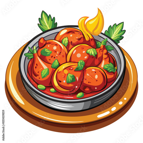 Delicious Chicken Tikka on White Background Vector Illustration for Food Lovers