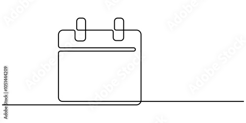 calendar continuous line drawing. One line art of calendar, memorable date, countdown, holiday, weekday and weekend. vector illustration, Table calendar continuous one line drawing of isolated outline