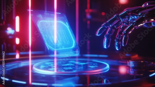 Robotic hand interacting with a holographic interface