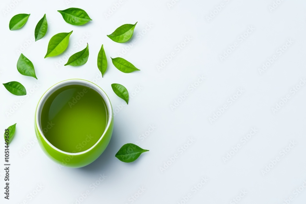 A cup of green tea, teacup, white background, Chinese teacup, tea leaves are floating A cup of green tea, teacup, white background, Chinese teacup, tea leaves are floating