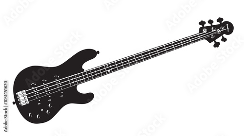 Bass guitar silhouette isolated on white background