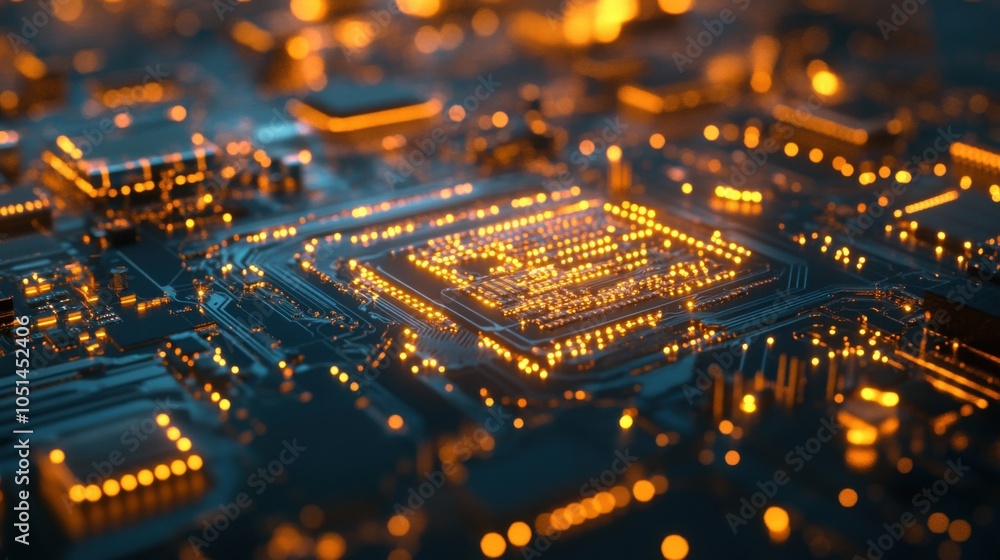 Obraz premium Close-up semiconductor manufacturing precision machinery microchips symbolizing advanced technology electronics production