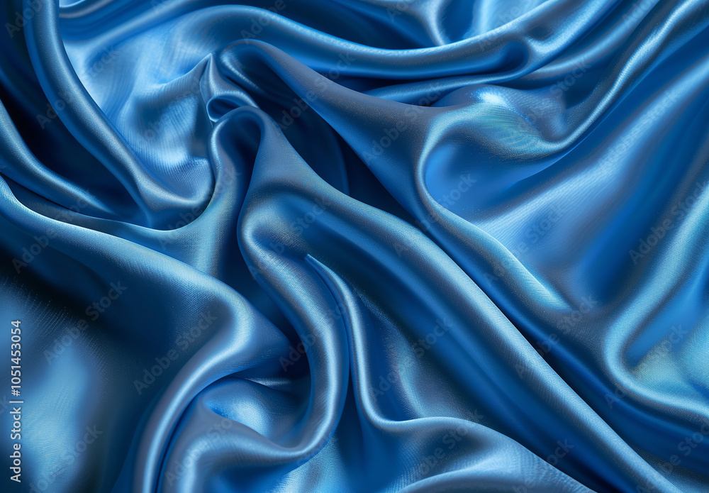 Obraz premium Blue silk background, soft folds of fabric, neutral background.