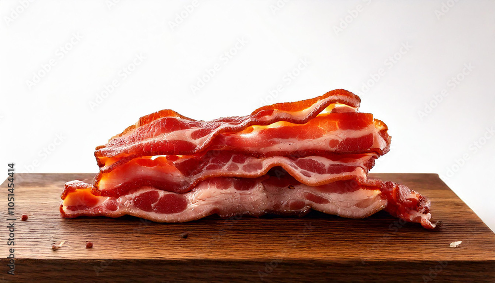 Deliciously layered bacon strips perfect for cooking and garnishing dishes Deliciously layered bacon strips perfect for cooking and garnishing dishes