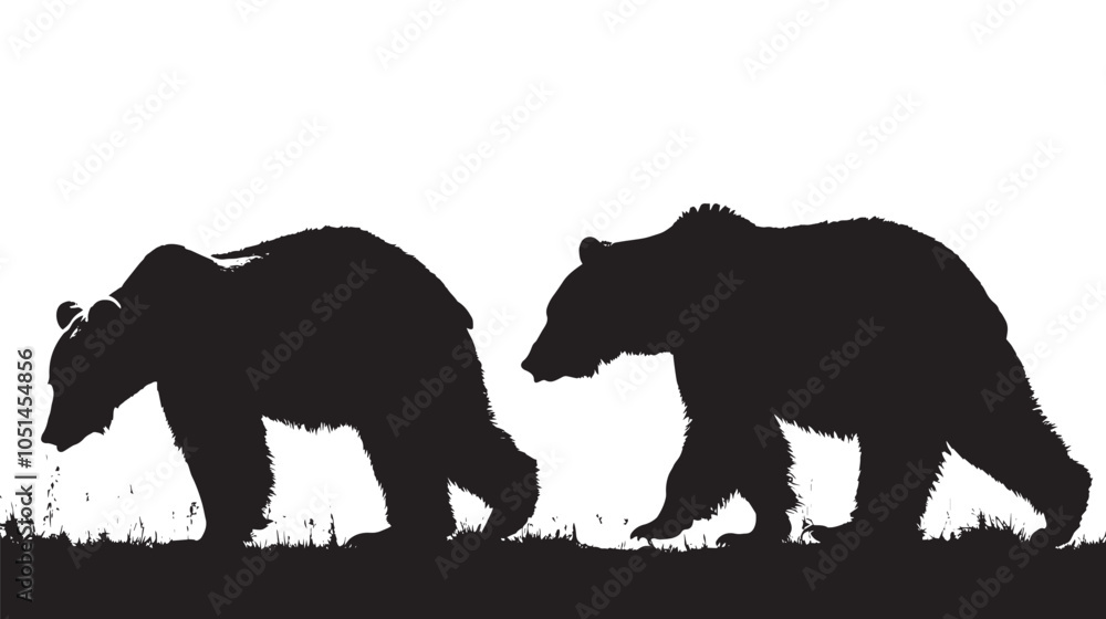 Fototapeta premium Bears silhouette isolated in White background