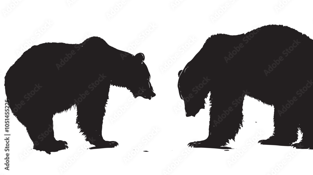 Fototapeta premium Bears silhouette isolated in White background