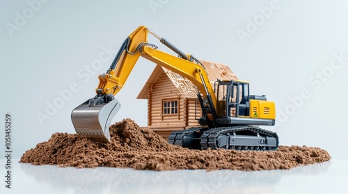 Powerful Excavator Clearing the Ground for New Construction Project photo