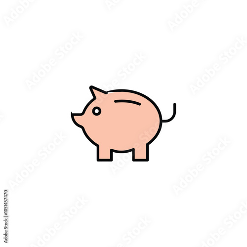 Piggy bank vector icon isolated on white background