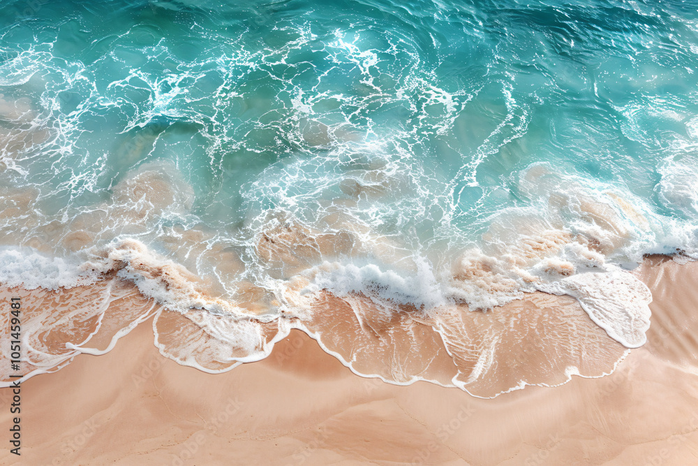 Aerial view of beautiful sandy beach with turquoise water and waves, top down perspective. Beautiful seascape background for banner design. View from drone above the ocean at sunny day.
Aerial view of beautiful sandy beach with turquoise water and waves, top down perspective. Beautiful seascape background for banner design. View from drone above the ocean at sunny day.