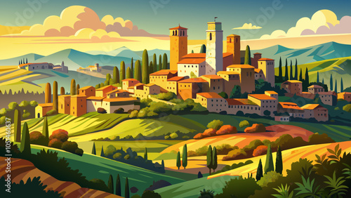 panorama of beautiful San Gimignano, Tuscany. Italy