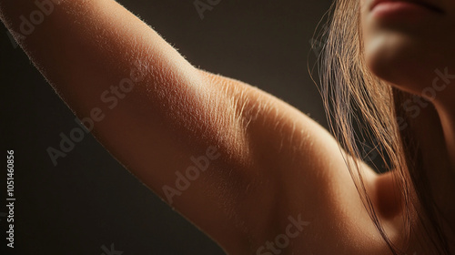 A close-up shot highlighting the smooth, natural skin texture of a woman's underarm photo