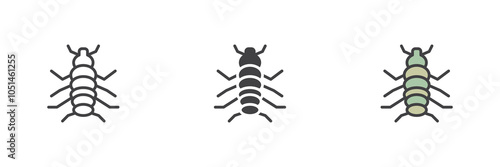 Flea insect different style icon set