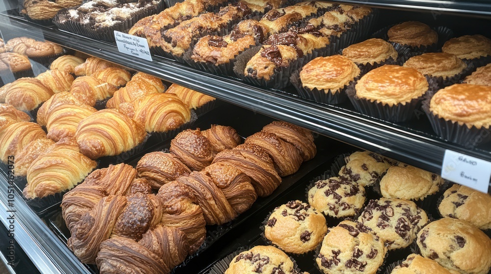 A special section in a bakery for dietary needs, featuring vegan croissants, gluten-free muffins, and keto-friendly cookies, all beautifully packaged and labeled A special section in a bakery for dietary needs, featuring vegan croissants, gluten-free muffins, and keto-friendly cookies, all beautifully packaged and labeled