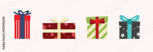 Collection of giftbox vector illustration, flat design set of gift box EPS Vector. Christmas giftbox collection vector design