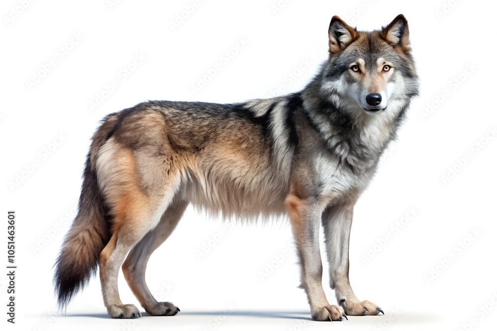 Wolf on White Background. 