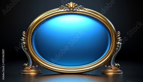 Ornate Golden Frame with Blue Center