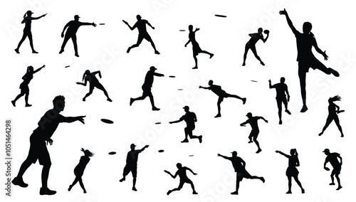 disc golf player silhouette, male and female disc golf player silhouette