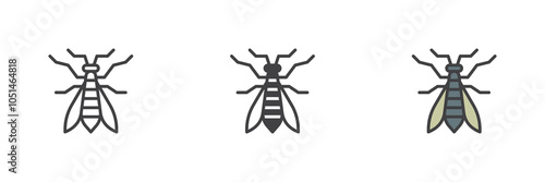 Fly insect different style icon set