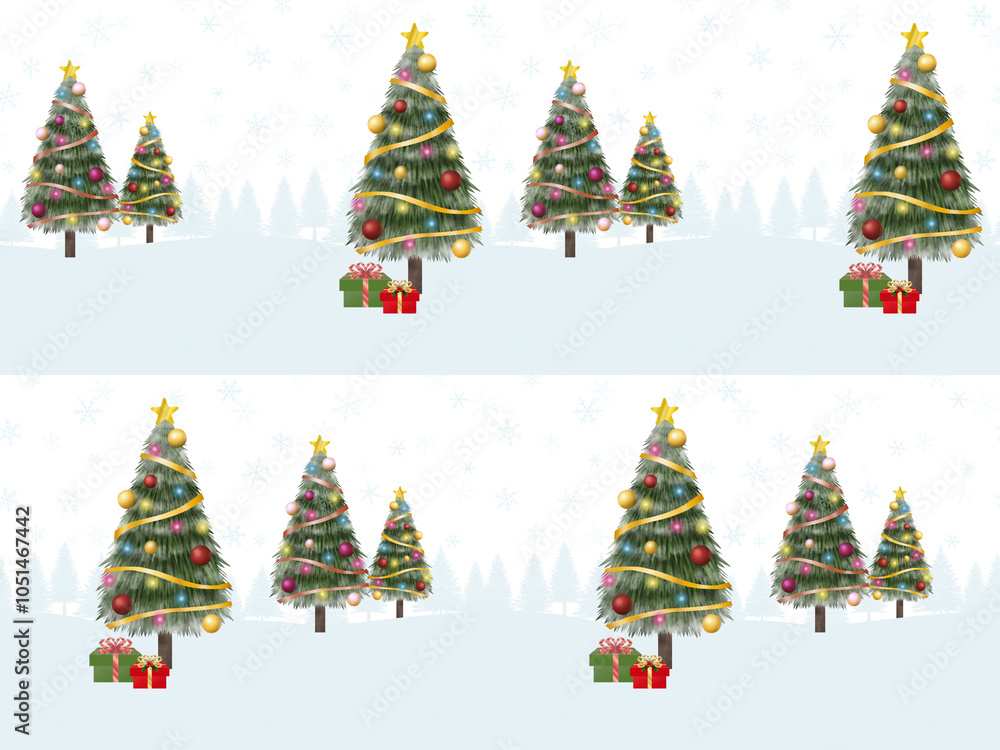 クリスマスのシームレスパターン B-1' クリスマスのシームレスパターン B-1'