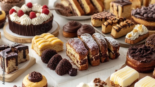 A selection of bakery items tailored for people with specific dietary requirements, including low-carb, dairy-free, and nut-free cakes and pastries, neatly arranged photo