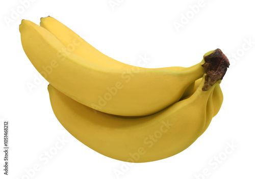 Yellow banana isolated on transparent background. Fruit