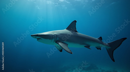 Wallpaper Mural a shark swimming in the depths of the ocean Torontodigital.ca