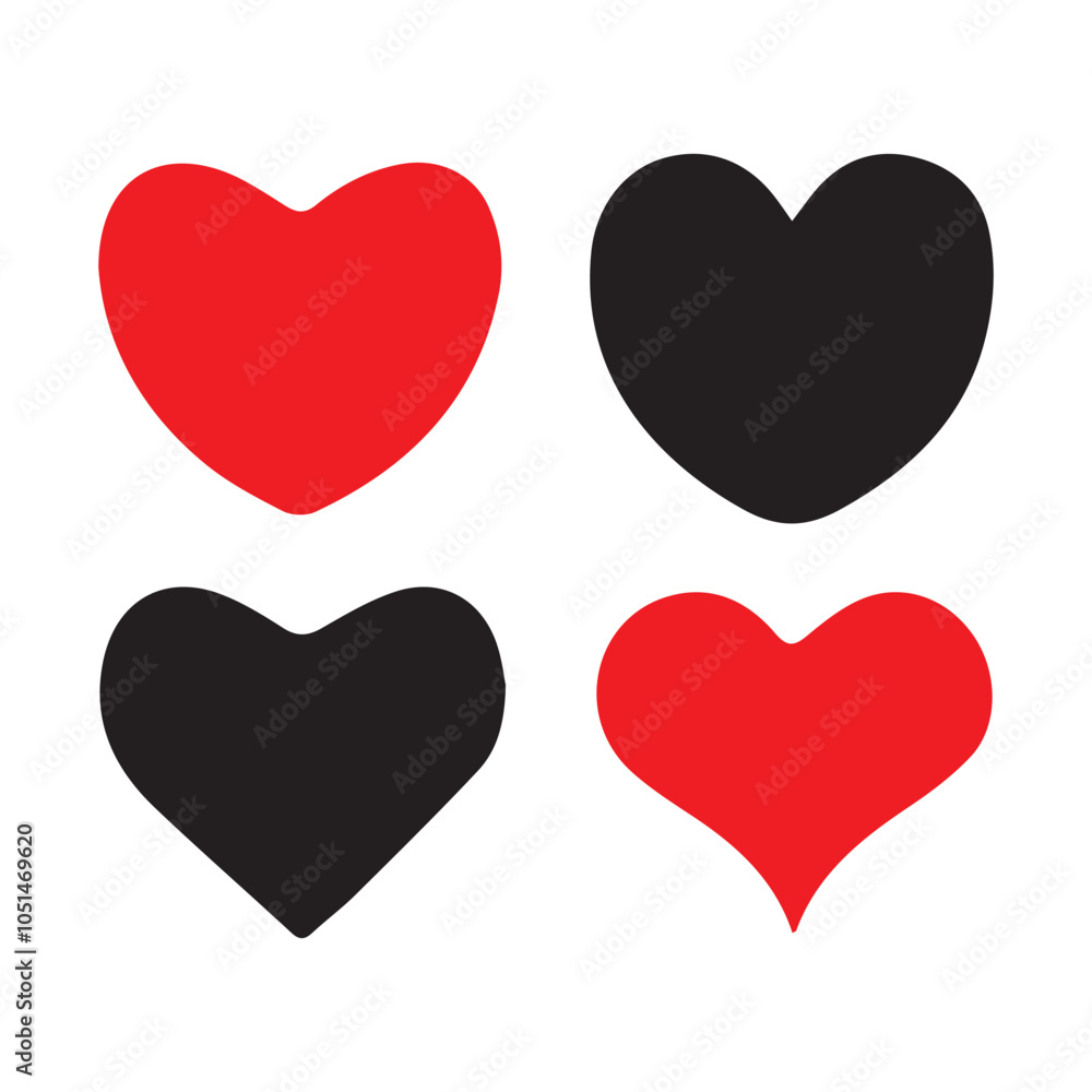 Valentine's heart vector icons. Artistic red and black heart love symbols isolated editable vector illustration EPS 10 Valentine's heart vector icons. Artistic red and black heart love symbols isolated editable vector illustration EPS 10