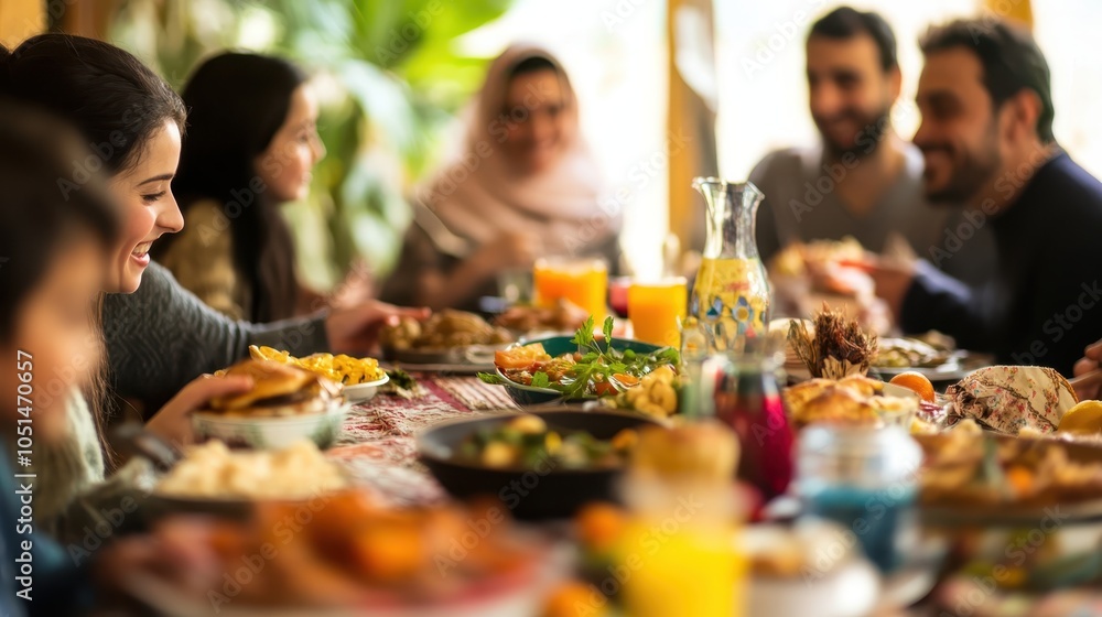A family gathered around a table during a cultural feast, sharing traditional dishes and stories, with decorations reflecting their heritage. A family gathered around a table during a cultural feast, sharing traditional dishes and stories, with decorations reflecting their heritage.