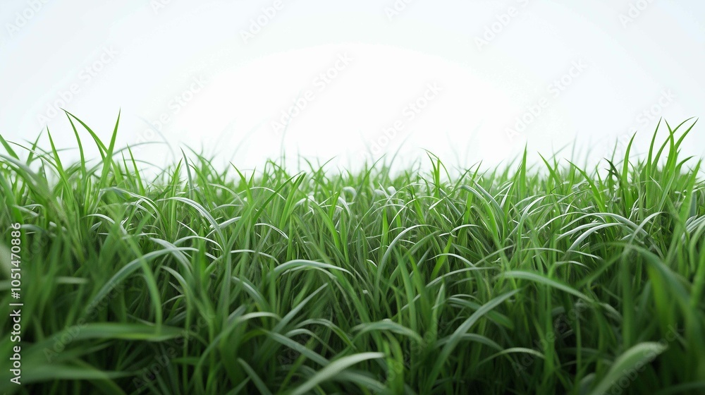 Obraz premium Green grass field on white background 