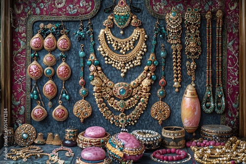 Traditional Indian bridal jewelry display