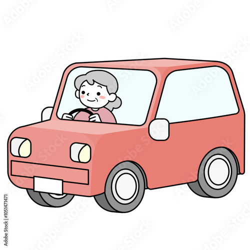 車を運転するシニア女性
