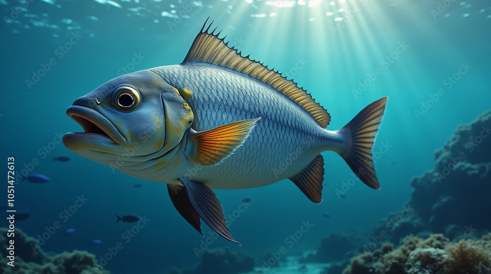 a fish swimming in the sea a fish swimming in the sea