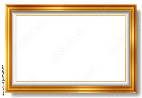 An Illustration elegant gold picture frame super realistic shape. Approximate frame size 330x220 cm, resolution 72 dpi. This image is NOT generated by Ai. The vector version is available in my gallery