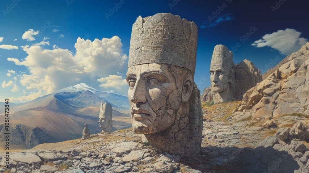 Nemrut Mountain, Anatolia, Turkey top the god Apollo, (Mithra) and ...