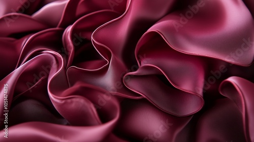 Textured Deep Red Silk Fabric with Elegant Draped Ruffles - Made with Generative AI photo