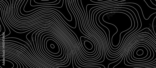 Abstract white wave paper curved reliefs background design. The black on white contours topography stylized relief diagram line wave carve pattern background.