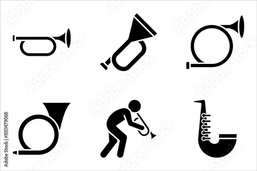 trumpet icon set for your website design, logo, app, UI. vector illustration on white background