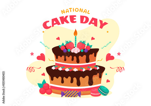 National Cake Day Vector Illustration Celebrating the Holiday on November 26, featuring a Variety of Delicious Sweet Breads and Cakes in a Background
