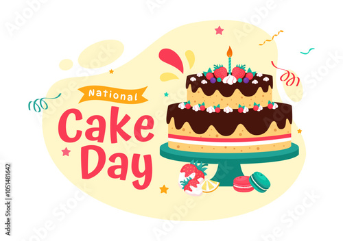 National Cake Day Vector Illustration Celebrating the Holiday on November 26, featuring a Variety of Delicious Sweet Breads and Cakes in a Background