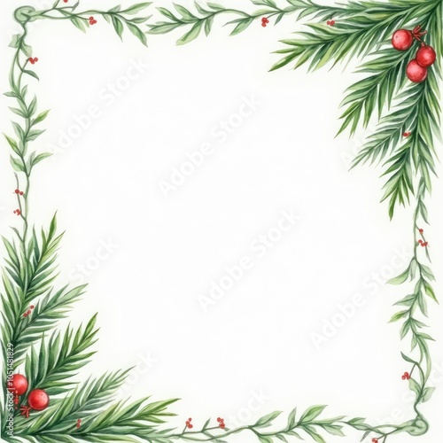  Christmas tree border branches. Xmas pine branches. New year tree banner. Fir tree frame