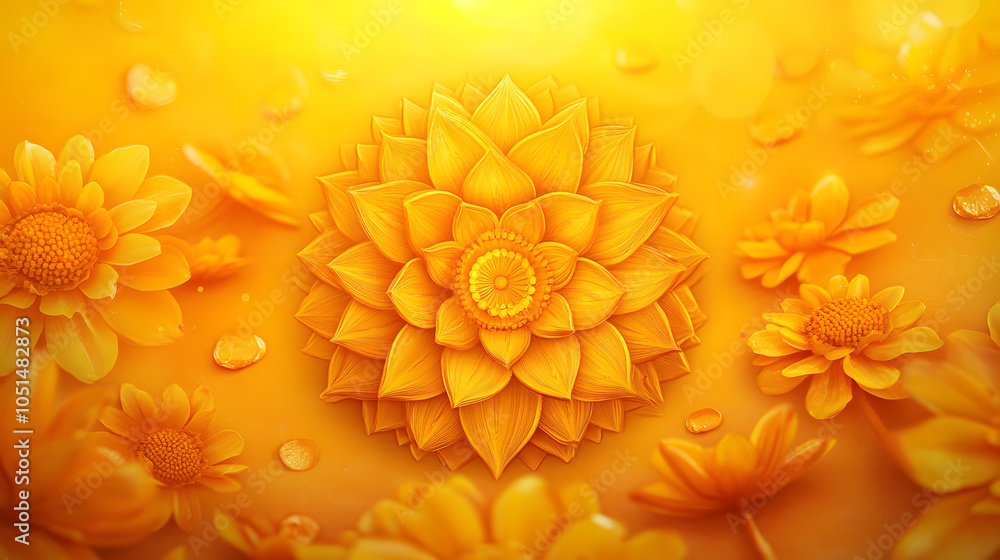 Happy Bathukamma Greetings In Telugu language Typography. Abstract Yellow Traditional floral Background Happy Bathukamma Greetings In Telugu language Typography. Abstract Yellow Traditional floral Background