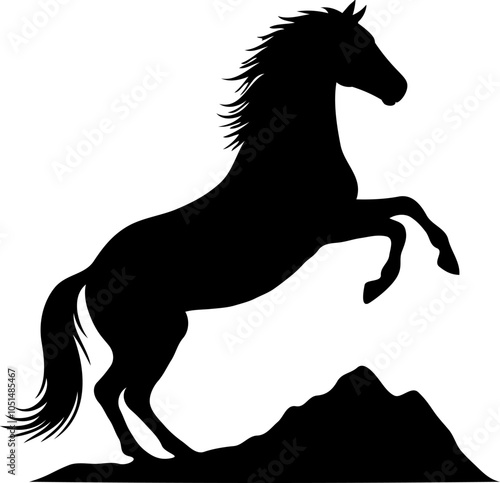 Cowntri and rural symbol. Minimalist illustration of a prancing horse, silhouette style