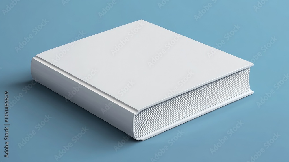A realistic mockup of a closed standing book with a clean white hardcover, 3D-rendered in a vector illustration with shadow effects A realistic mockup of a closed standing book with a clean white hardcover, 3D-rendered in a vector illustration with shadow effects